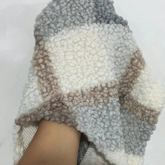 Multicolor Casual Women's Plaid Print Drop Shoulder Teddy Coat - Picture 7 of 7